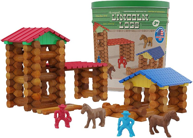 Photo 1 of Lincoln Logs Centennial Edition Tin Amazon Exclusive-150+ Pieces-Real Wood-Ages 3+-Best Retro Building Gift Set for Boys/Girls-Creative Construction Engineering-Top Blocks Kit-Preschool Education Toy