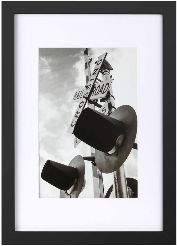 Photo 1 of ONE WALL Tempered Glass 9x13 Picture Frame with Mats for 6x9 Photo, Black Wood Frame for Wall