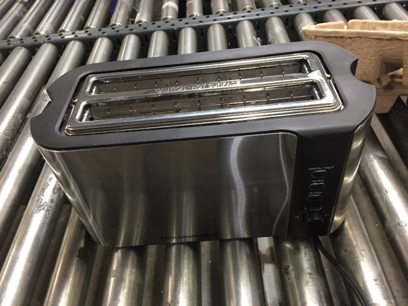 Photo 2 of Elite Platinum Cool Touch Long Slot Toaster with Extra Wide 1.25" Slots for Bagels, 6 Settings, Space Saving Design, Warming Rack, 4 Slice, Stainless Steel & Black (SELLING FOR PARTS)
