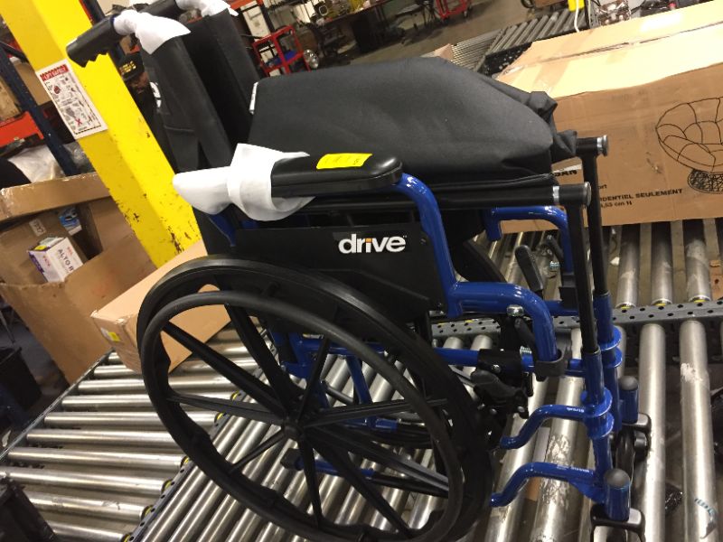 Photo 3 of Drive Medical Blue Streak Wheelchair with Flip Back Desk Arms, Elevating Leg Rests, 18 inch Seat