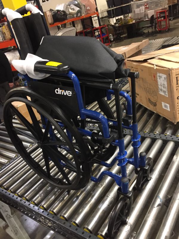 Photo 2 of Drive Medical Blue Streak Wheelchair with Flip Back Desk Arms, Elevating Leg Rests, 18 inch Seat