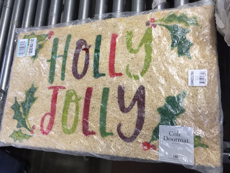 Photo 1 of DII Indoor/Outdoor Natural Coir Holiday Season Doormat, 18x30, Holly Jolly
