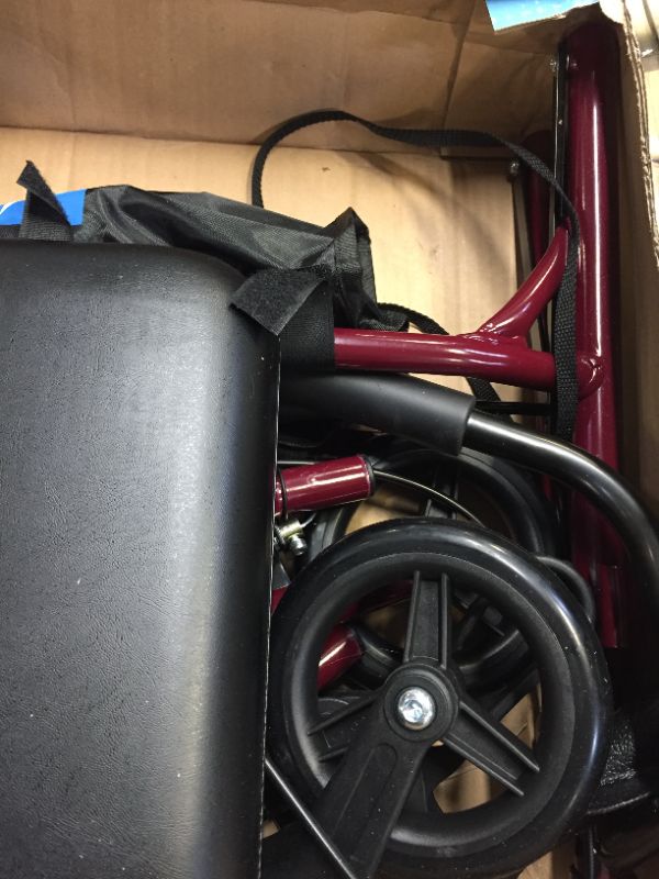 Photo 3 of Medline Steel Rollator Walker Burgundy 350 lbs Capacity