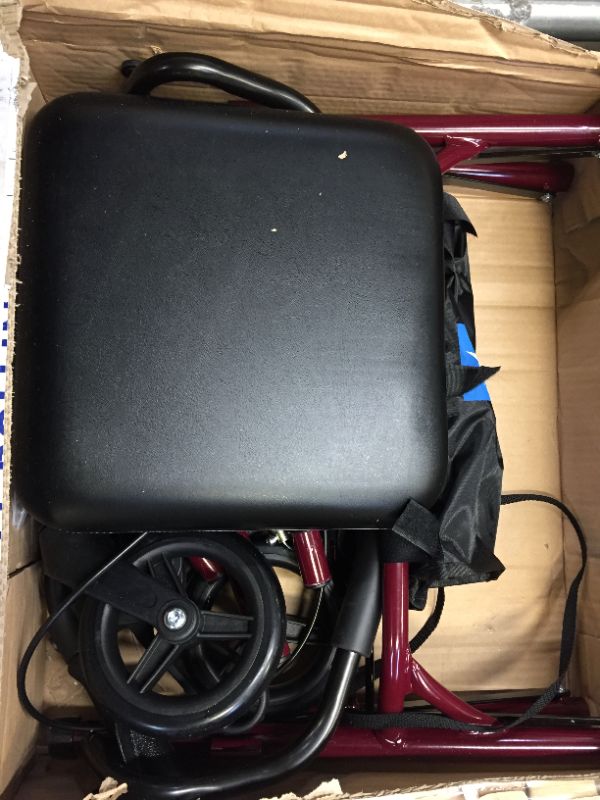 Photo 2 of Medline Steel Rollator Walker Burgundy 350 lbs Capacity