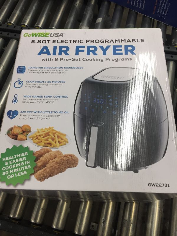 Photo 2 of 8-in-1 5.8 Qt. Black Electric Air Fryer with Recipe Book