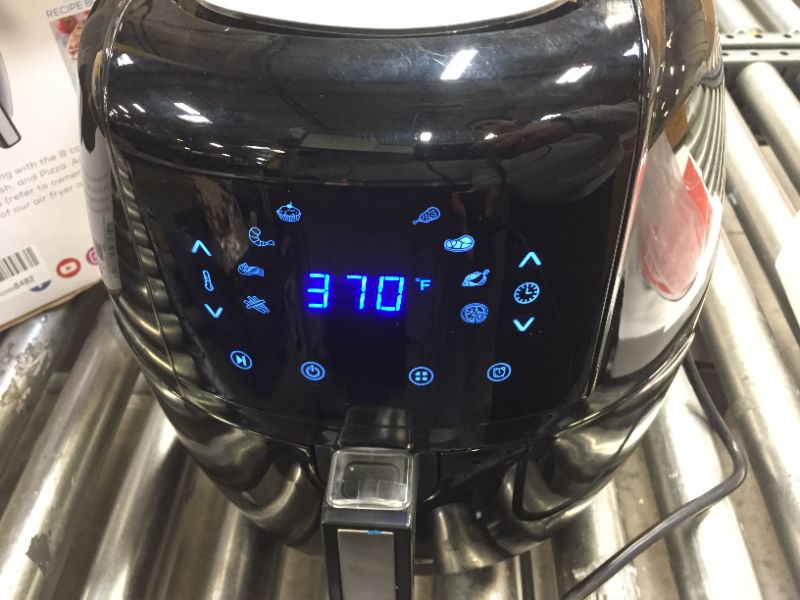 Photo 1 of 8-in-1 5.8 Qt. Black Electric Air Fryer with Recipe Book