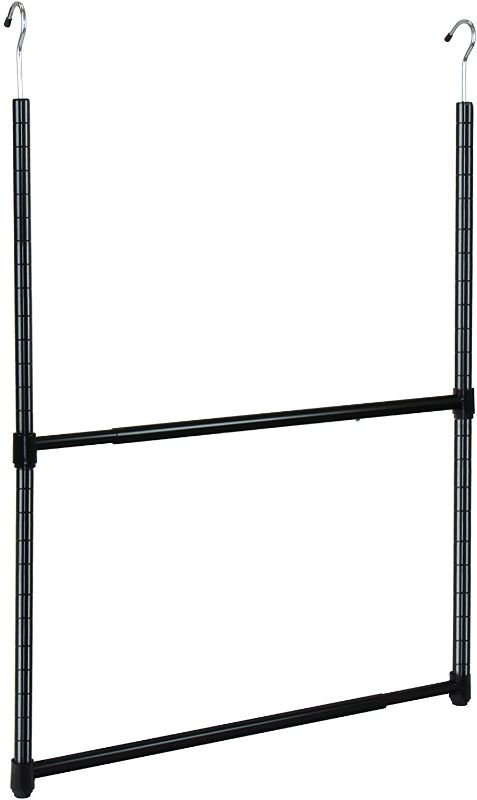 Photo 1 of Oceanstar 2-Tier Portable Adjustable Closet Hanger Rod, 23 in, Black
