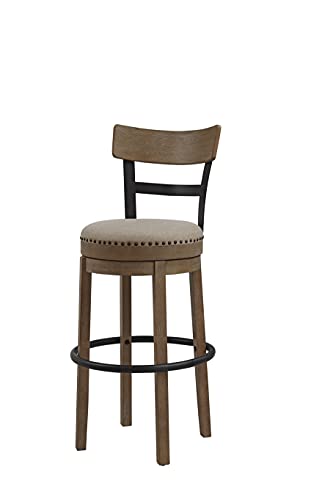 Photo 1 of Ball & Cast Swivel Pub Height Barstool 30 Inch Seat Height Taupe fabric with nailhead trim Set of 1