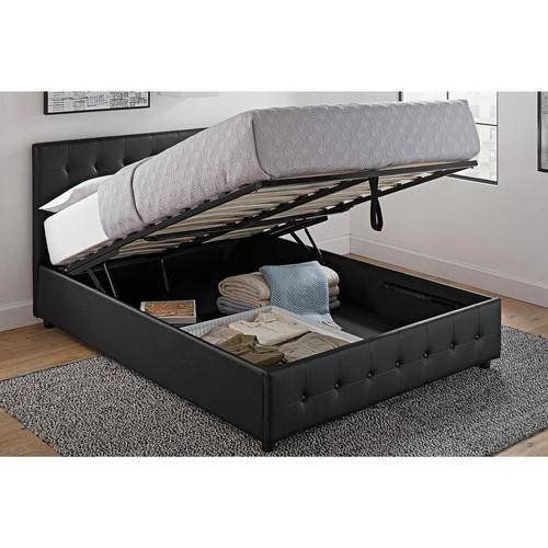 Photo 1 of DHP Cambridge Upholstered Bed with Storage, Black Faux Leather, Full, BOX 2 OF 2, DOES NOT CONTAIN OTHER BOX FOR COMPLETE ASSEMBLY 

