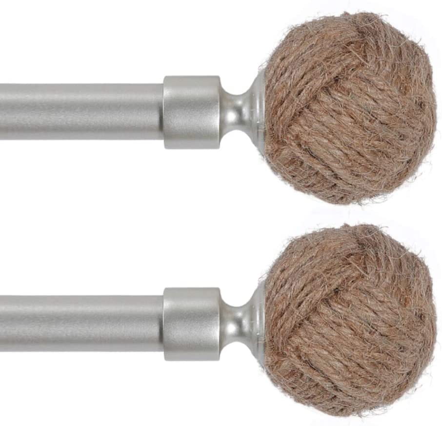 Photo 1 of 3/4-Inch Single Window Curtain Rod with Decrative 1-Inch Rope Knot Finail Window Treatment Rod Set Length Adjustable 48- Inch to 84-Inch(4884 Nickel, 2 Pack)
