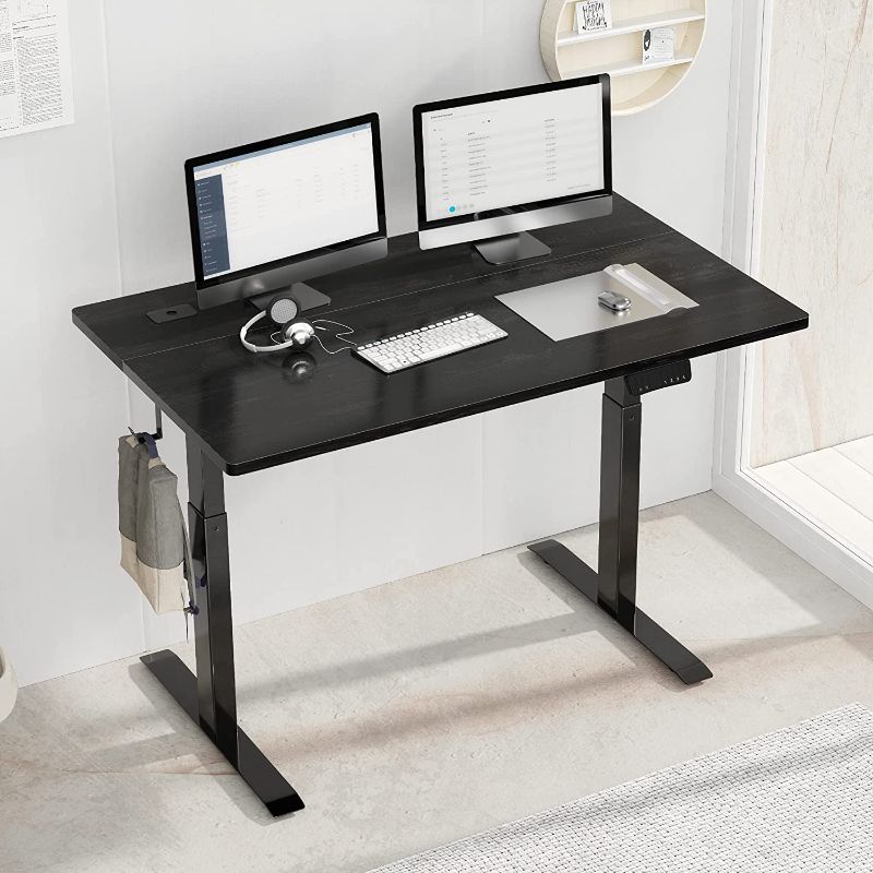 Photo 1 of IYEE NATURE Electric Standing Desk with Black Top 48 x 24 Inches, Stand Up Desk with Adjustable Height and Splice Board for Home Office
