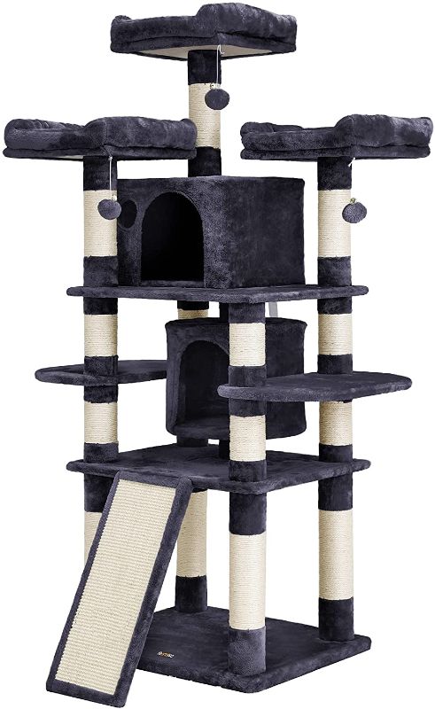 Photo 1 of FEANDREA 67 inches Multi-Level Cat Tree for Large Cats, with Cozy Perches, Stable Cat Tower Cat Condo Pet Play House
