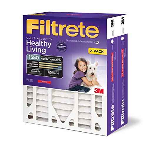 Photo 1 of Filtrete MPR 1550 DP 20x25x4(SlimFit) AC Furnace Air Filter, Healthy Living Ultra Allergen Deep Pleat, 2-Pack