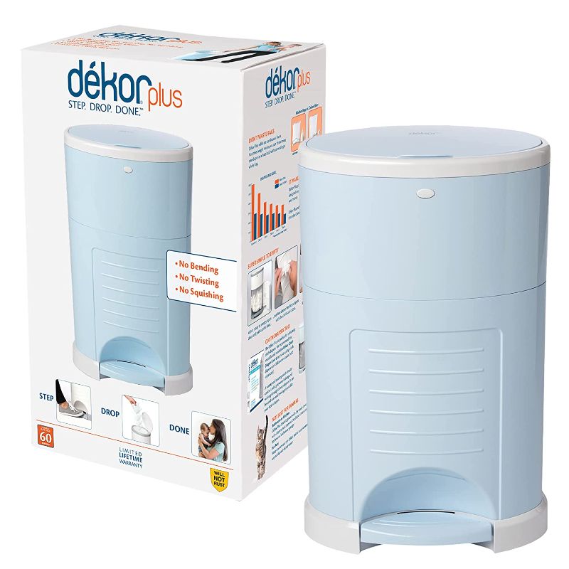 Photo 1 of Dekor Plus Hands-Free Diaper Pail | Soft Blue | Easiest to Use | Just Step – Drop – Done | Doesn’t Absorb Odors | 20 Second Bag Change | Most Economical Refill System |Great for Cloth Diapers
