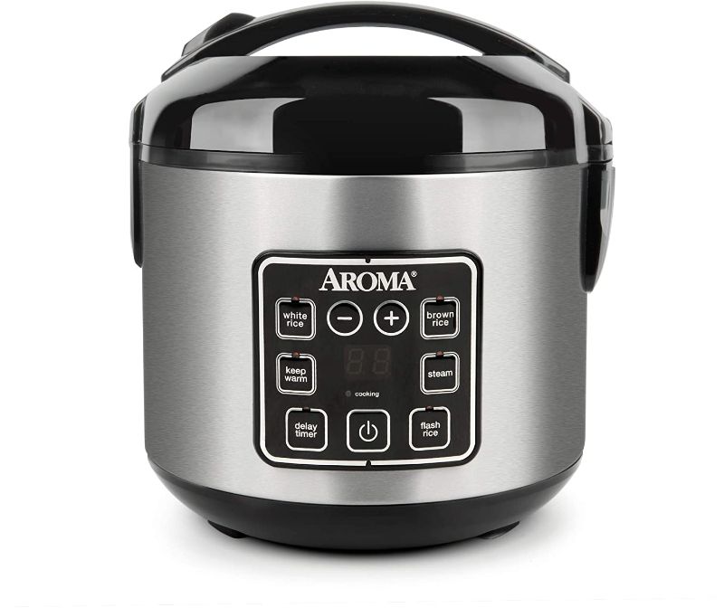 Photo 1 of Aroma Digital Rice Cooker and Food Steamer, Silver, 8 Cup