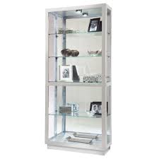 Photo 1 of 33.5in Wide MILLER DELUXE CHM4063 Contemporary Wooden Curio Cabinet Silver Finish-Made in USA