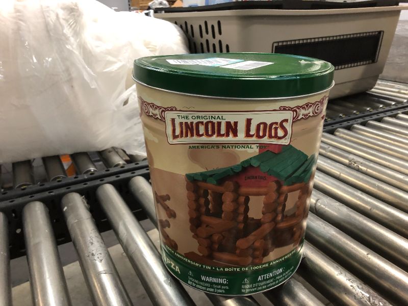 Photo 1 of Lincoln Logs –100th Anniversary Tin-111 Pieces-Real Wood Logs-Ages 3+ - Best Retro Building Gift Set for Boys/Girls - Creative Construction Engineering – Top Blocks Game Kit - Preschool Education Toy, Brown (854)
