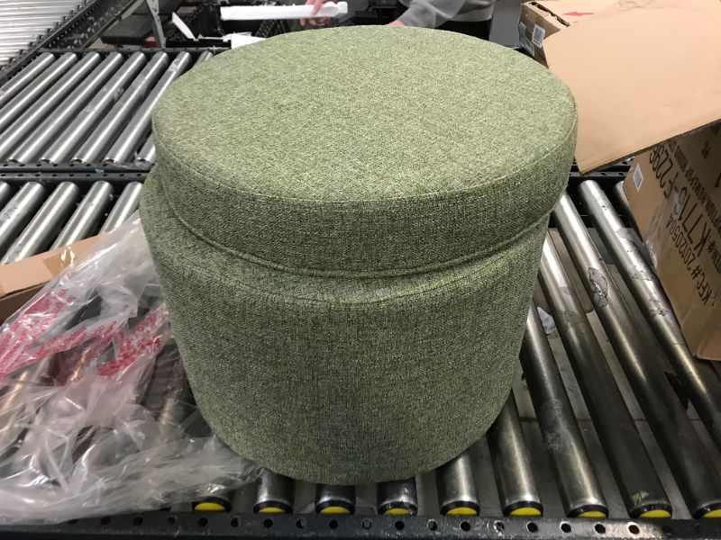 Photo 5 of HomePop Round Tweed Storage Ottoman - Green