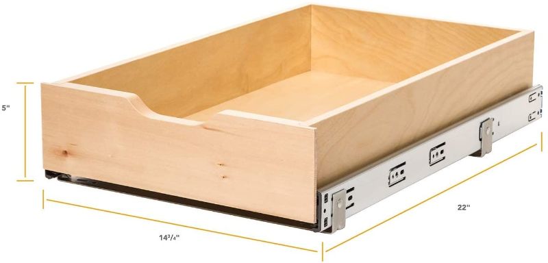 Photo 1 of Knape & Vogt RS-WMUB-14-4-AS 5 in. H x 14.88 in. W 22 in. D Soft-Close Wood Drawer Box Pull Out Cabinet Organizer
