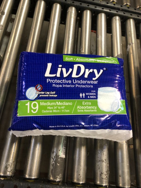 Photo 2 of LivDry Unisex Adult Incontinence Underwear, Extra Comfort, High Absorbency, Leak Protection (Medium, 19-Pack)
