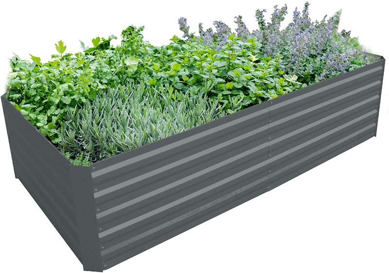 Photo 1 of BLUEBERRY HILL Galvanized Steel Raised Garden Bed 80x40x19.7 Inch Extra Height Large Steel Planter Box for Vegetables, Herbs, Flowers. 80x40x19.7 Inch Powder-Coated (Cool Grey)