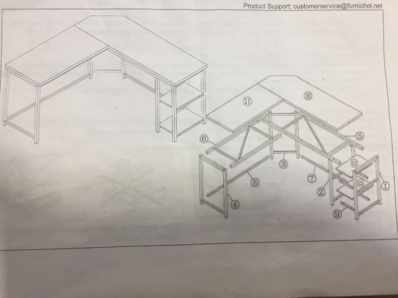 Photo 4 of Furnichoi L-Shaped Computer Desk, Industrial Wood and Metal Sturdy Corner Desk with Shelves, for Home Office 59 inch
** OPEN BOX **
(( MISSING PARTIAL HARDWARE ))