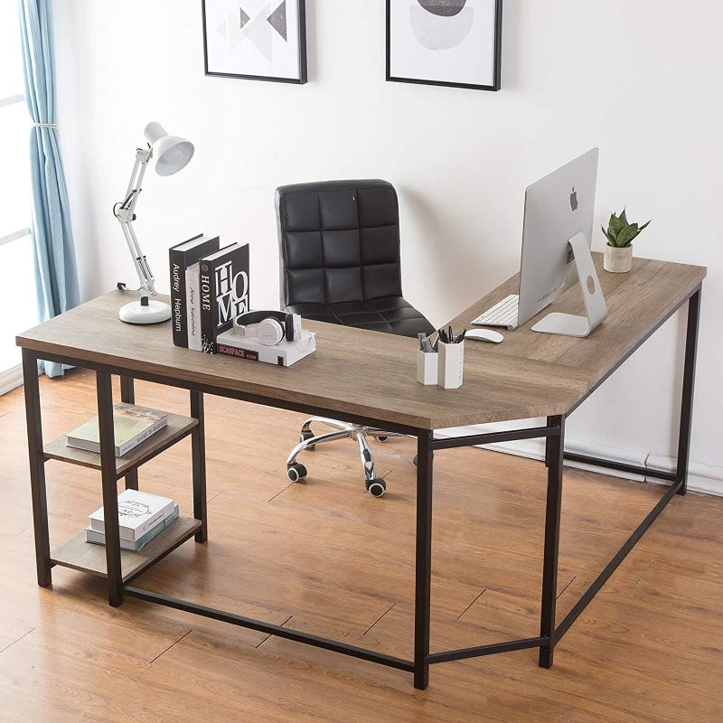 Photo 1 of Furnichoi L-Shaped Computer Desk, Industrial Wood and Metal Sturdy Corner Desk with Shelves, for Home Office 59 inch
** OPEN BOX **
(( MISSING PARTIAL HARDWARE ))