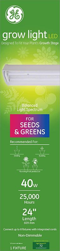 Photo 1 of GE Lighting LED Grow Light Bulb for Indoor Seeds and Green Plants, 40-Watt, Full Spectrum, 24-Inch, 1-Pack
