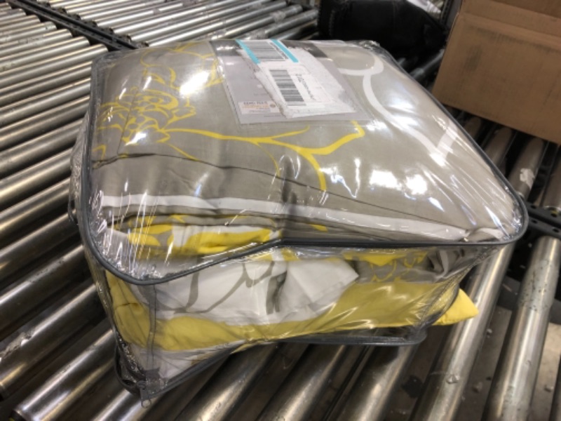 Photo 1 of Brianna 7 Piece Print Comforter Set - Gray/Yellow (Queen)