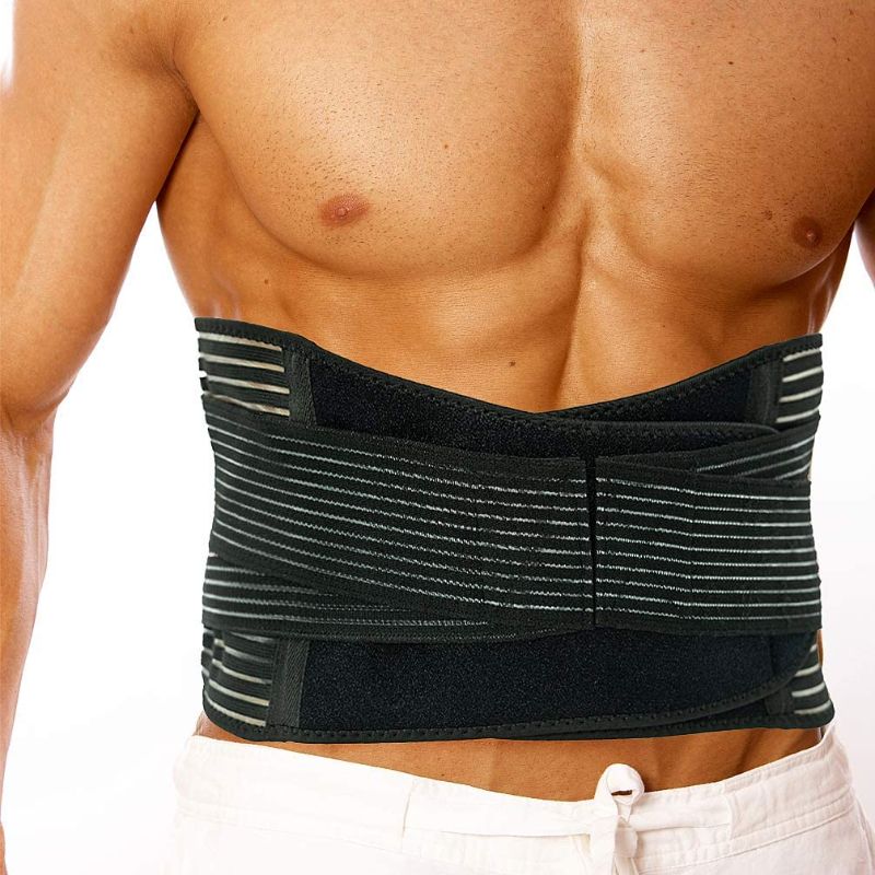 Photo 1 of Lower Back Brace Support for Men Women - Breathable Lumbar Waist Belt Support with Dual Adjustable Straps for Sport, Back Pain Relief, Sciatic Pain, Postnatal Recovery