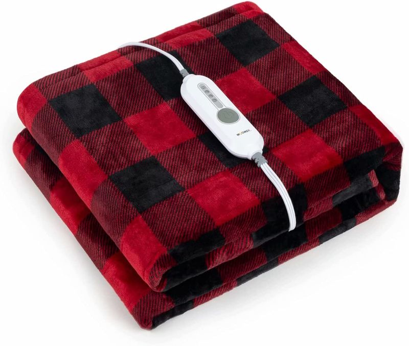 Photo 1 of [5 Year Warranty] WOOMER Electric Heated Throw Blanket(50"x 60"), Soft Flannel Fast Heating Blanket with Multi-Color Option, 4 Heating Levels & 4H Auto Off, Machine Washable, Over-Heat Protection
