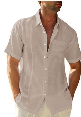 Photo 1 of LVCBL Men's Short Sleeve Summer Shirt Men Casual Shirt with Breast Pocket Regular Fit Men Shirts size 3XL
