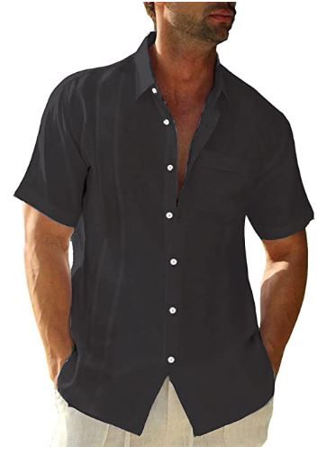 Photo 1 of LVCBL Men's Short Sleeve Summer Shirt Men Casual Shirt with Breast Pocket Regular Fit Men Shirts size 3XL

