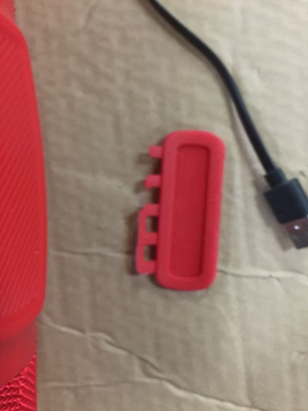 Photo 3 of JBL Charge 4 - Waterproof Portable Bluetooth Speaker - Red--unable to test needs to be charged and flap on the usb panel is broken off 
