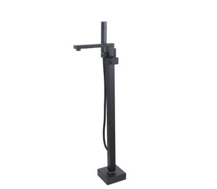 Photo 1 of 2-Handle Claw Foot Freestanding Tub Faucet with Hand Shower Floor Mount Bathtub Faucet in Matte Black
