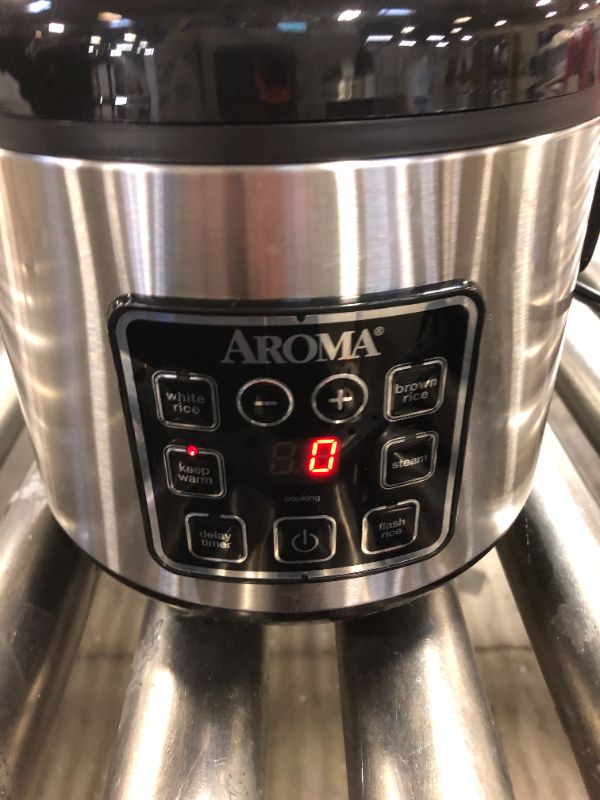 Photo 2 of Aroma Digital Rice Cooker and Food Steamer, Silver, 8 Cup