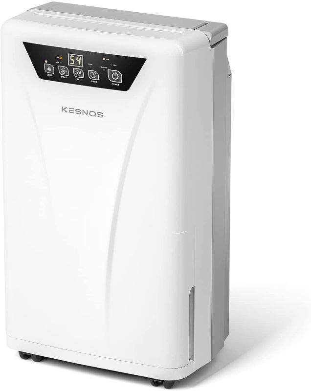 Photo 1 of Kesnos 2500 Sq. Ft Dehumidifier for Home and Basements with Drain Hose, Water Tank, Timer, Auto Defrost

