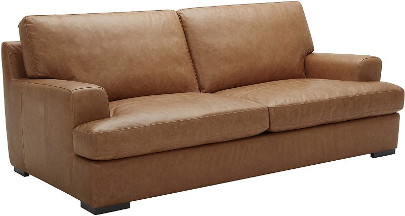 Photo 1 of Amazon Brand – Stone & Beam Lauren Genuine Leather Down-Filled Oversized Sofa Couch, 89"W, Cognac
