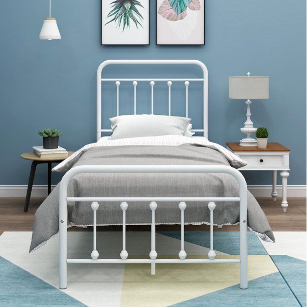 Photo 1 of DUMEE Metal Bed Frame with Headboard and Footboard DUMEE Metal Platform Slats Support
