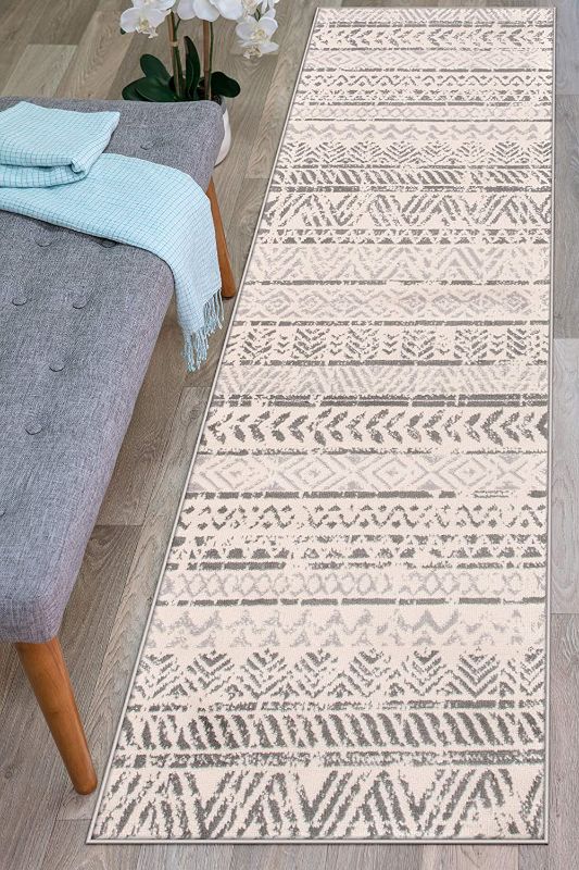 Photo 2 of Geometric Bohemian Design Runner Rug 2' x 7' Gray