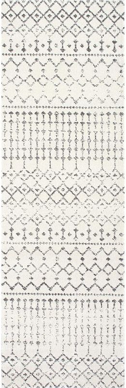 Photo 1 of 2'8"X8' nuLOOM Moroccan Blythe Runner Rug,  Grey/Off-White
