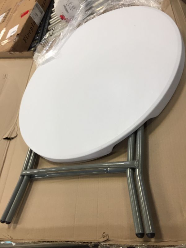 Photo 2 of Flash Furniture Round Granite Plastic Folding Table White
