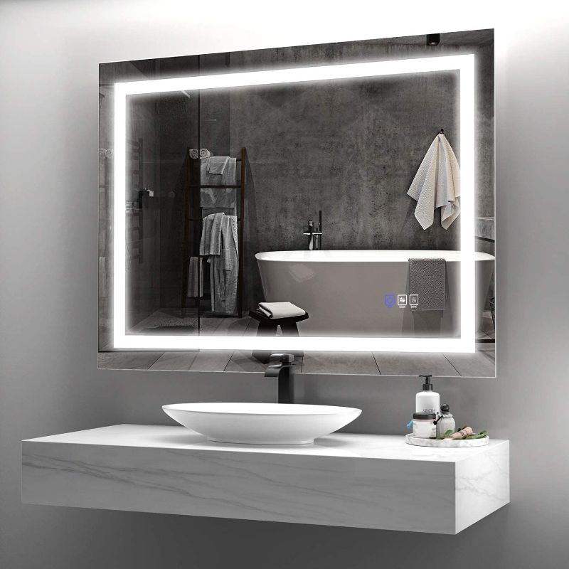 Photo 1 of ANTEN 36x28 Inch Bathroom LED Mirror, Horizontal & Vertical Bathroom Mirror with Lights, Dimmable Touch Switch, Anti-Fog Modern Bathroom Mirrors for Wall
