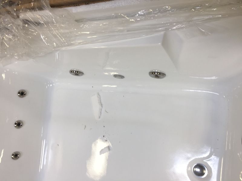 Photo 4 of Empava 72" Acrylic Whirlpool Bathtub 2 Person Hydromassage Rectangular Water Jets Alcove Soaking SPA Double Ended Tub Model 2020, White
