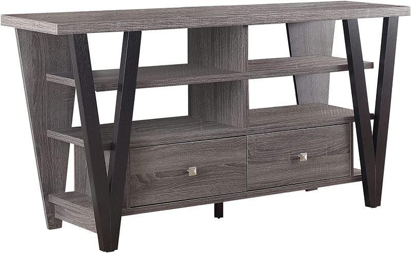 Photo 1 of Coaster 701015-CO 60" Tv Stand In Distressed, Grey/Black
