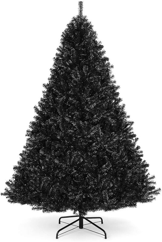 Photo 1 of Best Choice Products 6ft Artificial Full Black Christmas Tree Seasonal Holiday Decoration for Home, Office, Party Decoration w/ 1,477 PVC Branch Tips, Metal Hinges, Foldable Base
