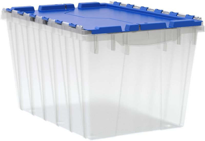 Photo 1 of Akro-Mils 66486CLDBL 12-Gallon Plastic Storage KeepBox with Attached Lid, 21-1/2-Inch by 15-Inch by 12-1/2-Inch, Semi Clear
