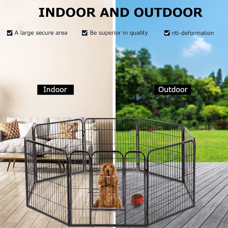 Photo 1 of Dog Pen Extra Large Indoor Outdoor Dog Fence Playpen Heavy Duty 16/8 Panels 24 32 40 Inches Exercise Pen Dog Crate Cage Kennel
