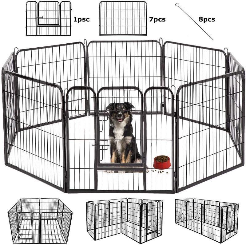 Photo 1 of Dog Pen Extra Large Indoor Outdoor Dog Fence Playpen Heavy Duty 16/8 Panels 24 32 40 Inches Exercise Pen Dog Crate Cage Kennel
