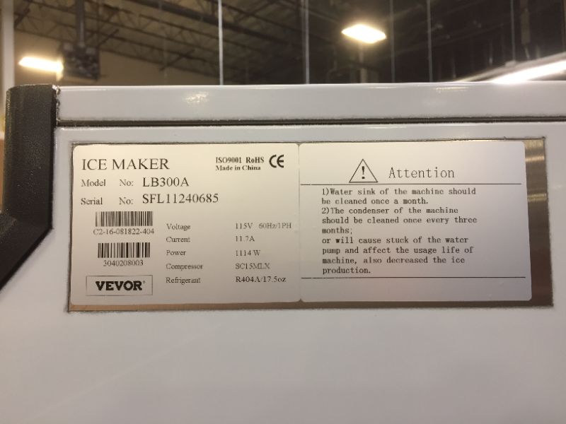 Photo 9 of VEVOR 110V Commercial Ice Maker 440LBS/24H, 77LBS Storage Bin, ETL Approved, Clear Cube, Advanced LCD Panel, SECOP Compressor, Air Cooled, Blue Light, Electric Water Drain Pump, Water Filter, 2Scoops
